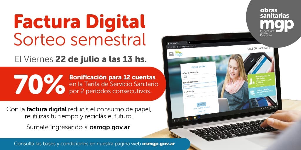 Optá y ganá: OSSE vuelve a otorgar premios 1 FACTURA DIGITAL SORTEO JULIO 2022