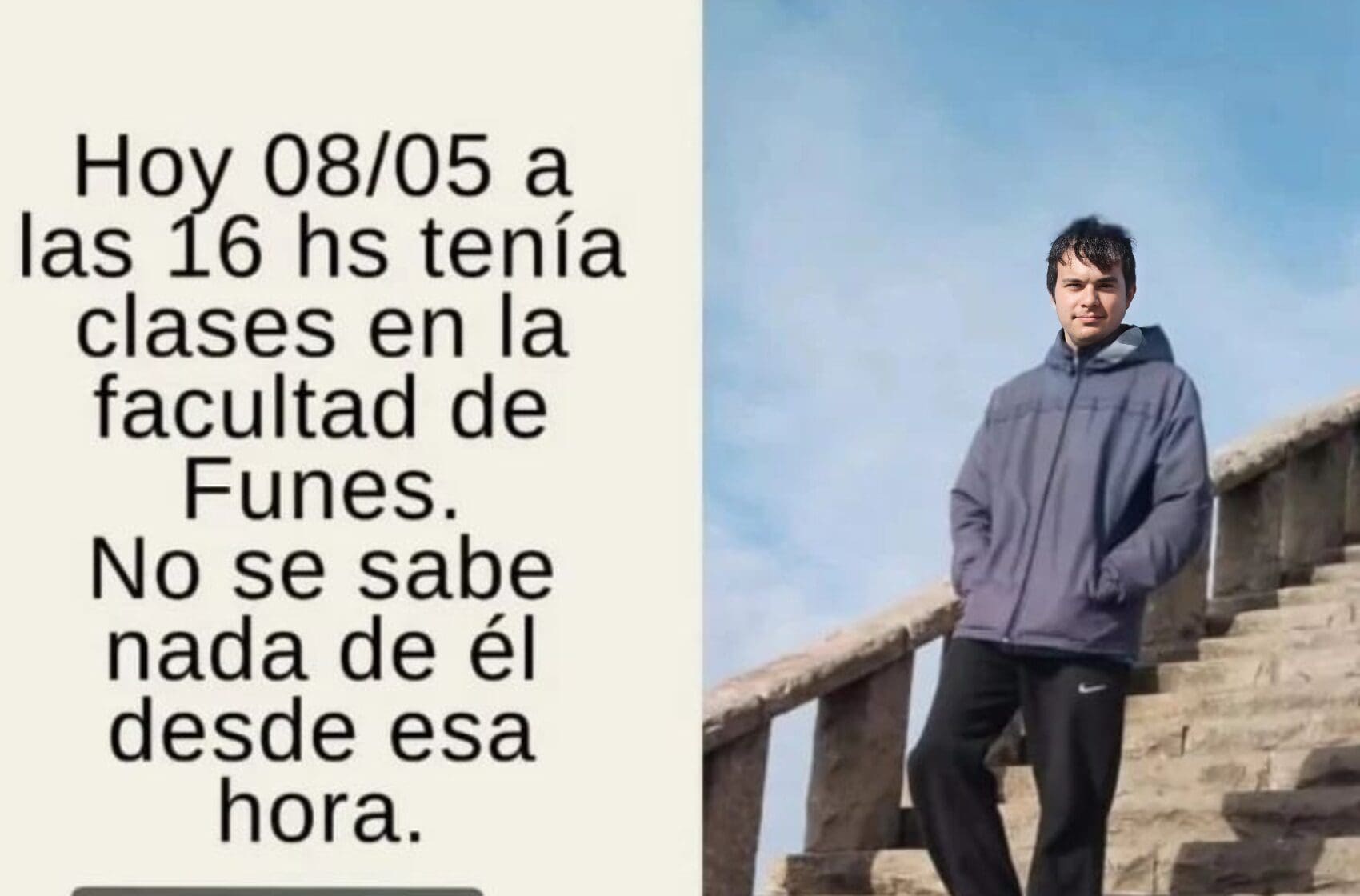 La Desesperada Búsqueda de Tomás Montes: Mar del Plata Se Une Para Encontrar al Estudiante Desaparecido 1 flyer