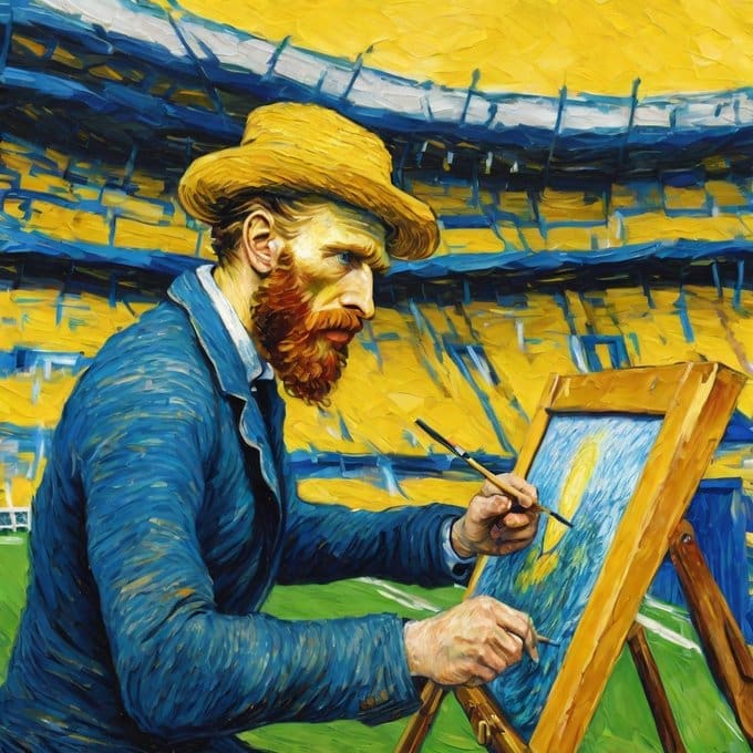 La fusión perfecta de arte y fútbol: Van Gogh pinta con los colores de Boca gracias a la Inteligencia Artificial 1 van gogh