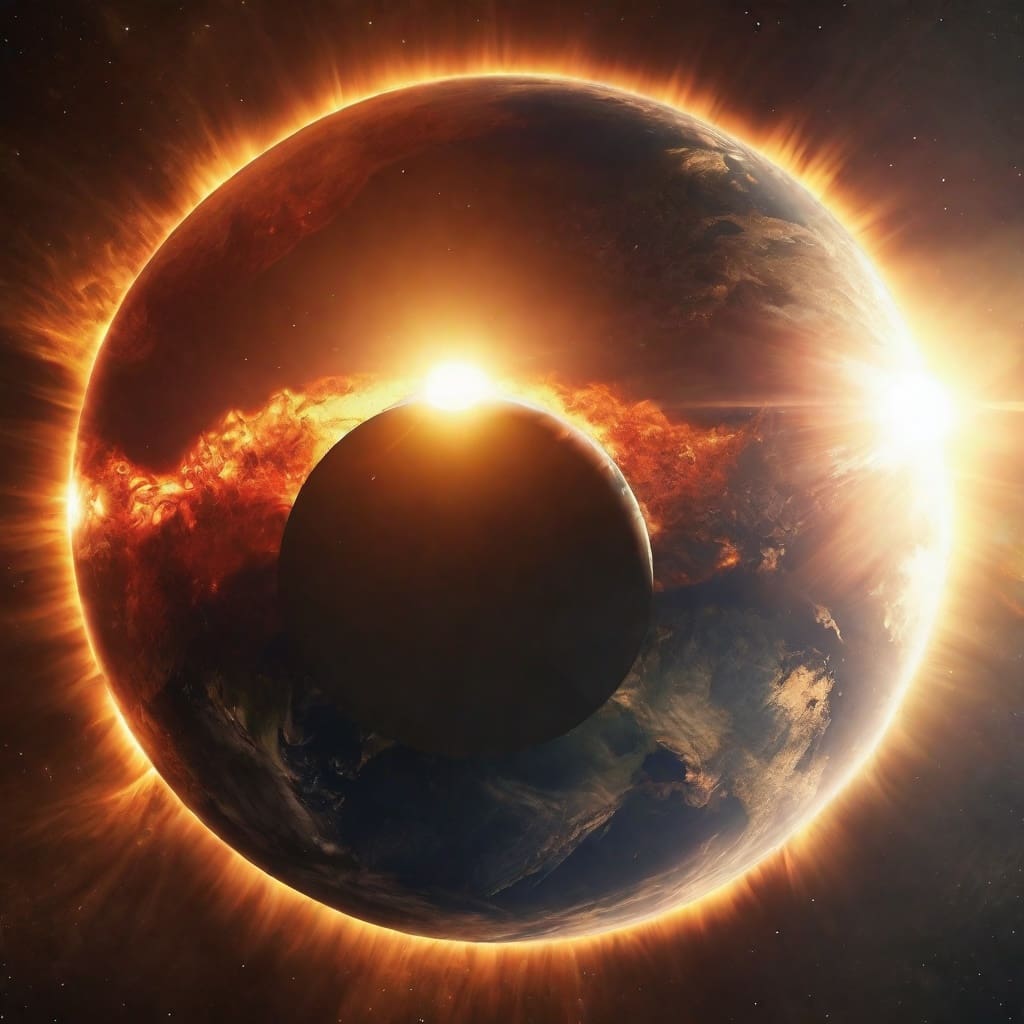 el sol visto en el espacio al lado de la Tierra