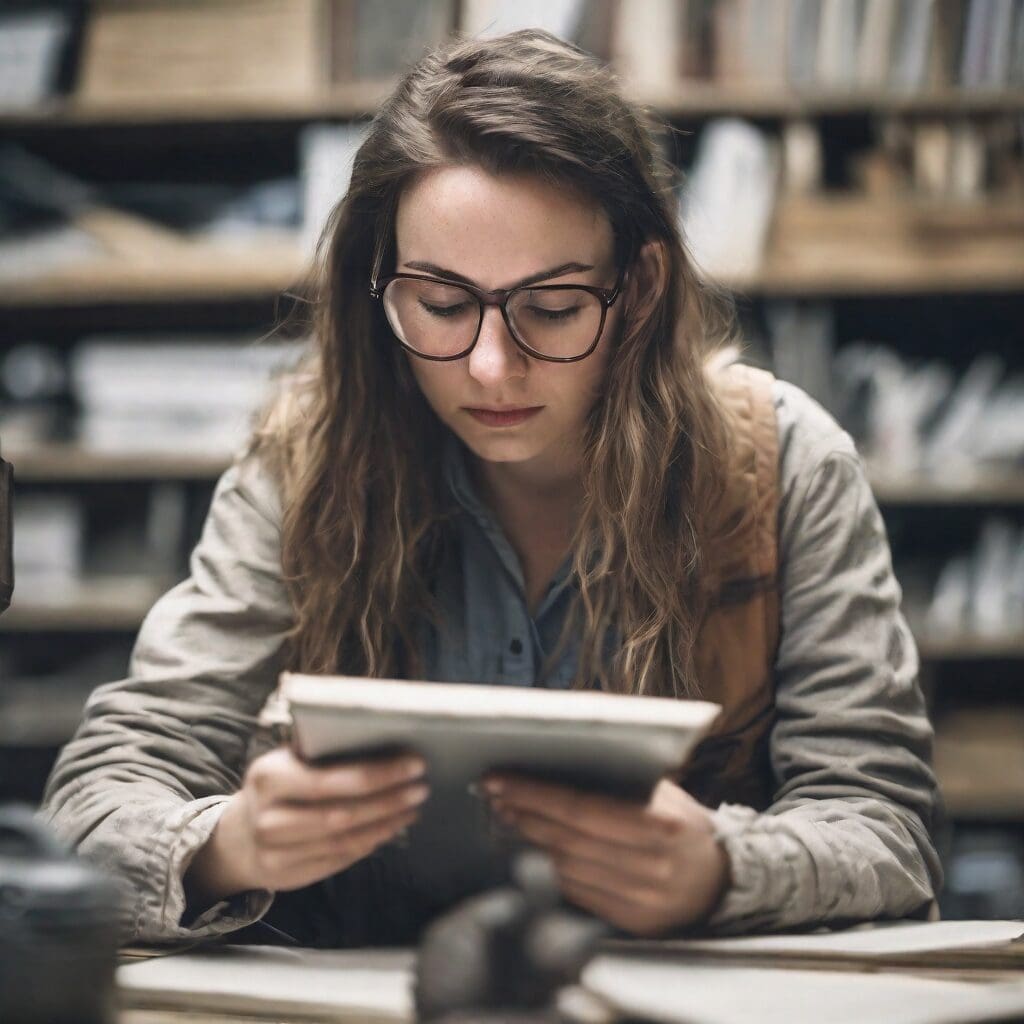 una joven antropologa trabajando