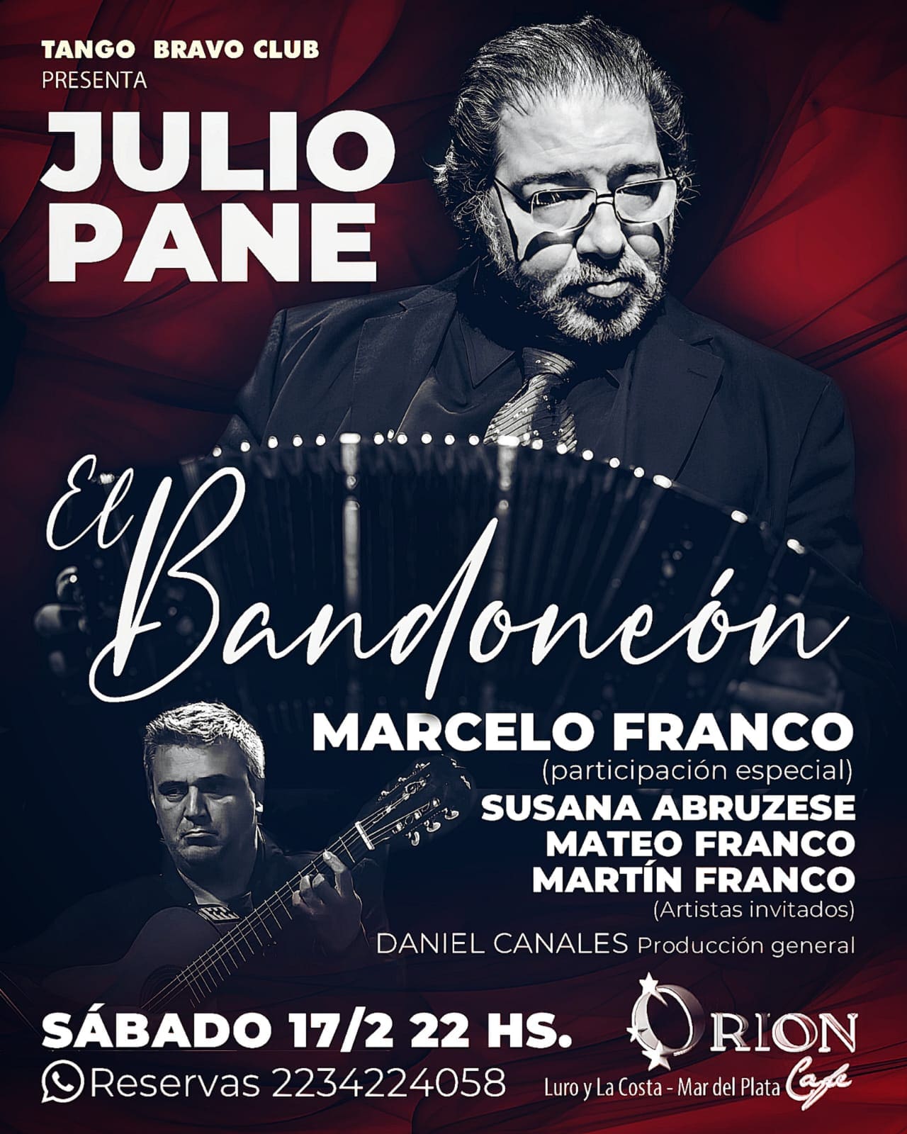 Tango Bravo Club presenta a Julio Pane en una noche de tango para el recuerdo