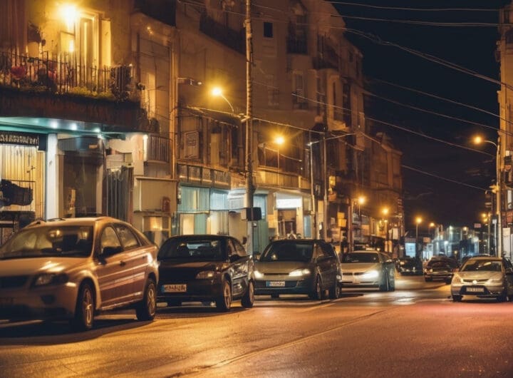 plano corto de una avenida en mar del plata de noche y con autos y luces 1