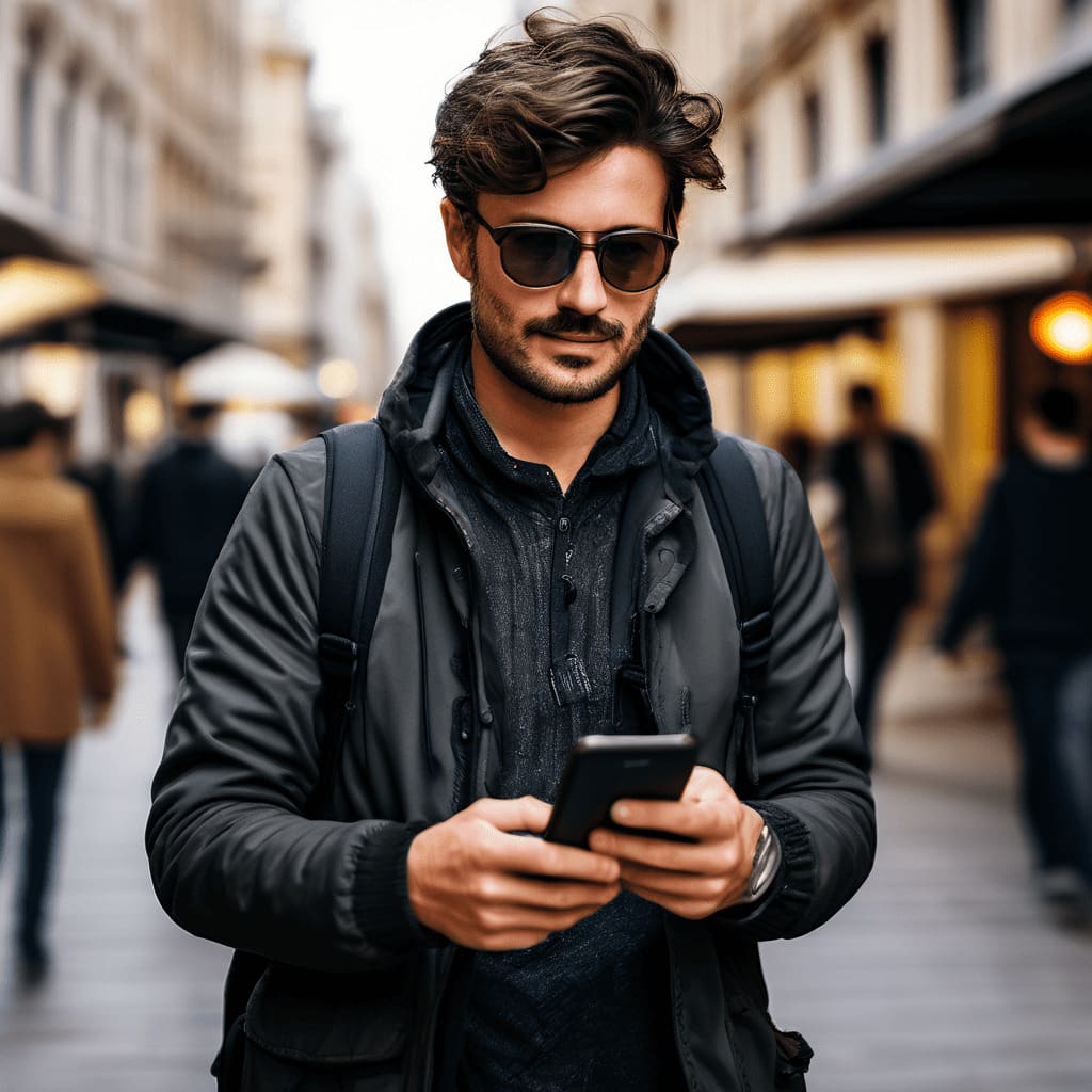 MOJO periodista con smartphone cubriendo png 1