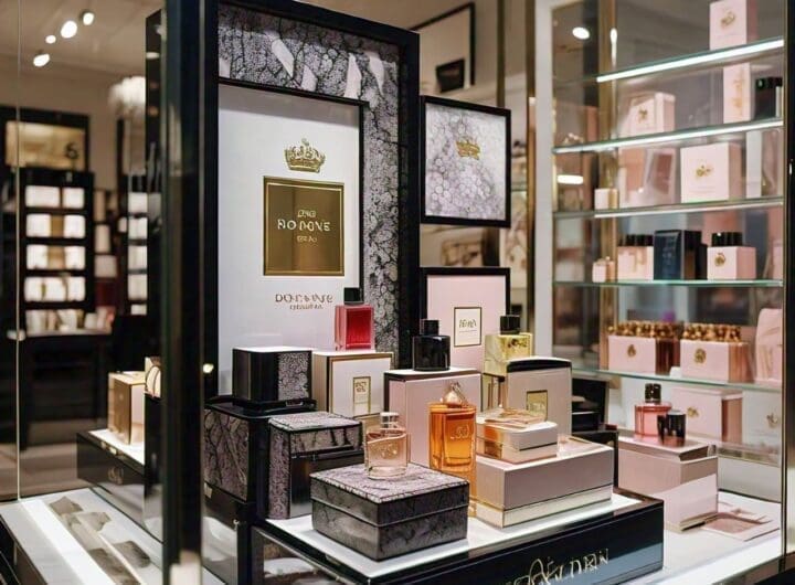 cajas de perfumes en una vidriera 1